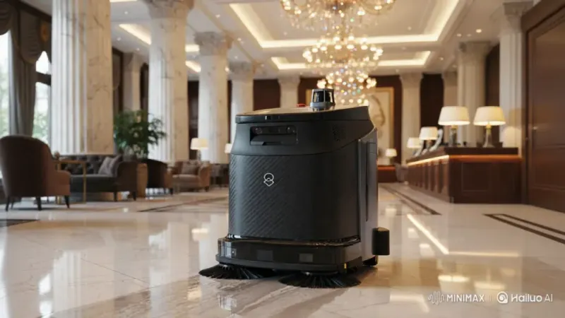 Gulvvaskerobot i hotellobby